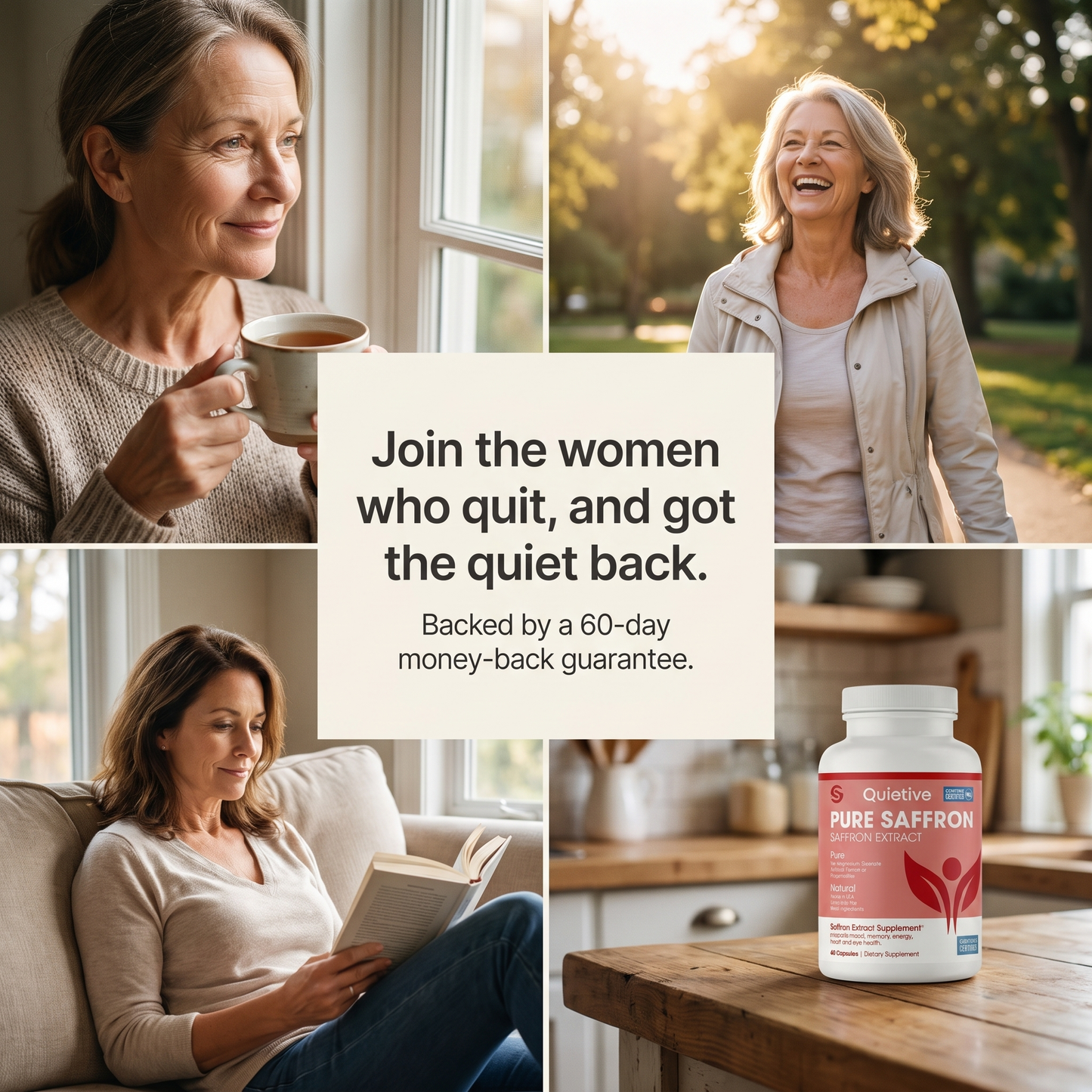 Women who quit nicotine and got the quiet back — backed by a 60-day money-back guarantee